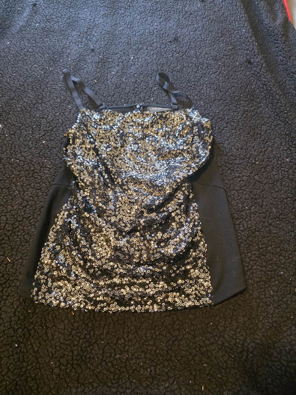Sequin Cowl Neck Camisole in Black and Silver